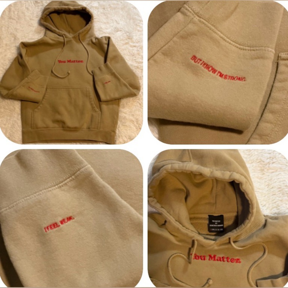 You Matter Hoodie Demetrius Harmon Tan Cropped Hoodie XS Positive Message